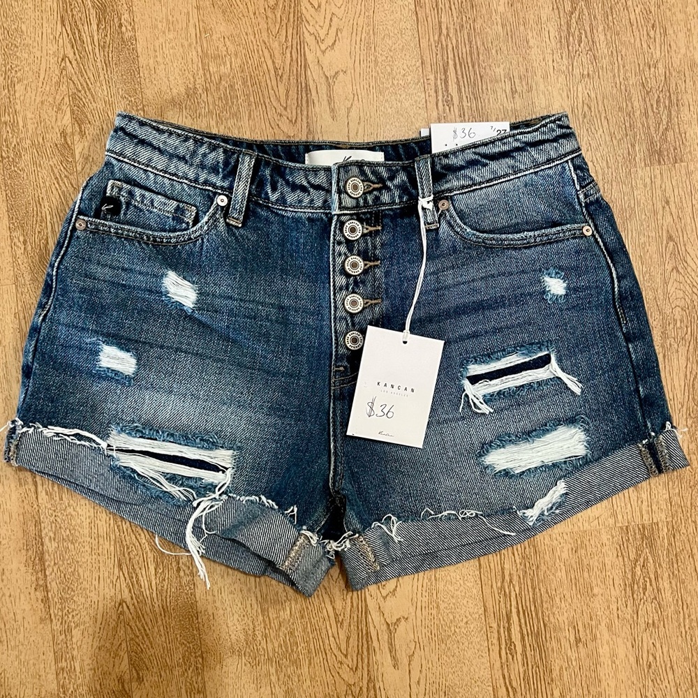 KanCan Blue Jean Shorts Distressed Cut-Off Style